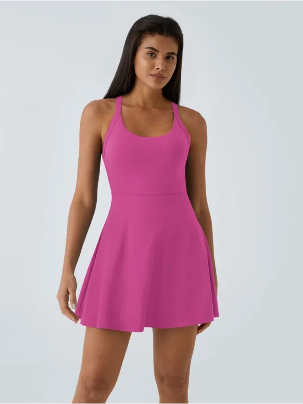 HALARA 2 (RED & BLUE) Airy Backless Twisted Flare Dance Active Dress